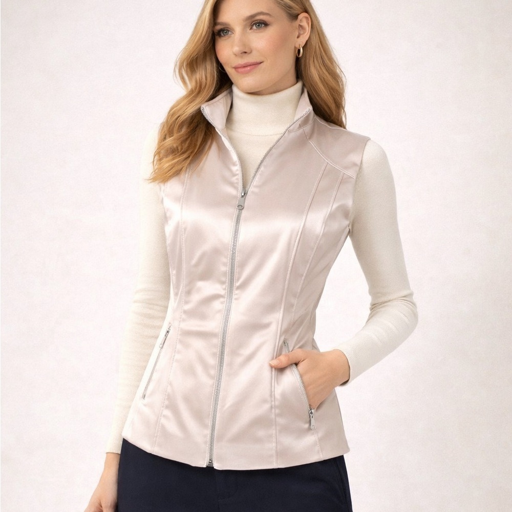 TAIL, Shimmering Vest/Jacket,Pocketed Zip Front Tailored Golf Chic EUC S